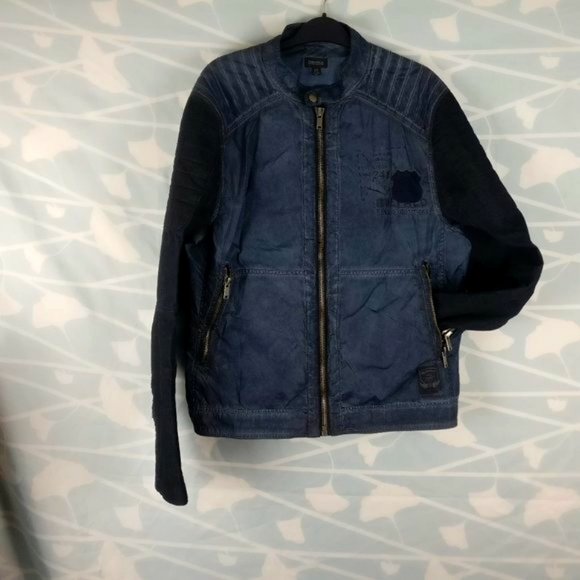 Buffalo David Bitton Men Med Jawick Distress Biker Motorcycle Jacket Hey Riders - Picture 2 of 9